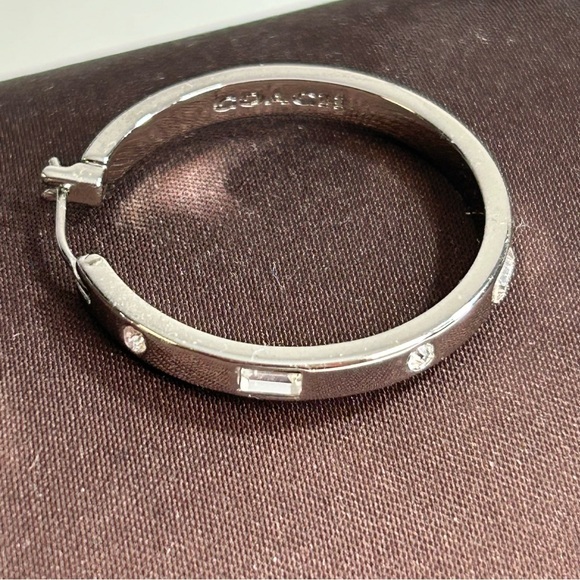 Coach Silver Hoop‎ Earrings with Rhinestones - Picture 4 of 6